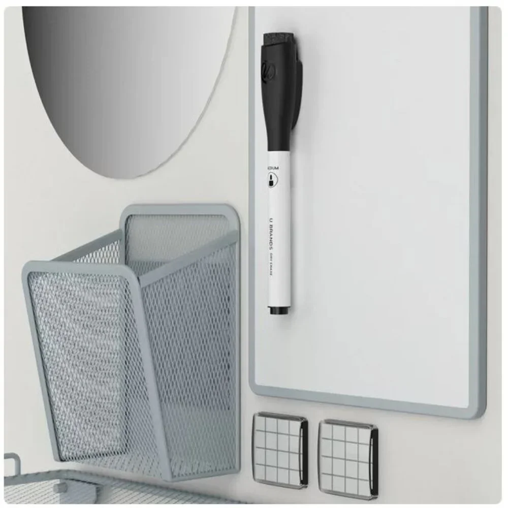 NEW School Locker Organizer Shelf Whiteboard Storage Cup Dry Erase Mirror Magnet